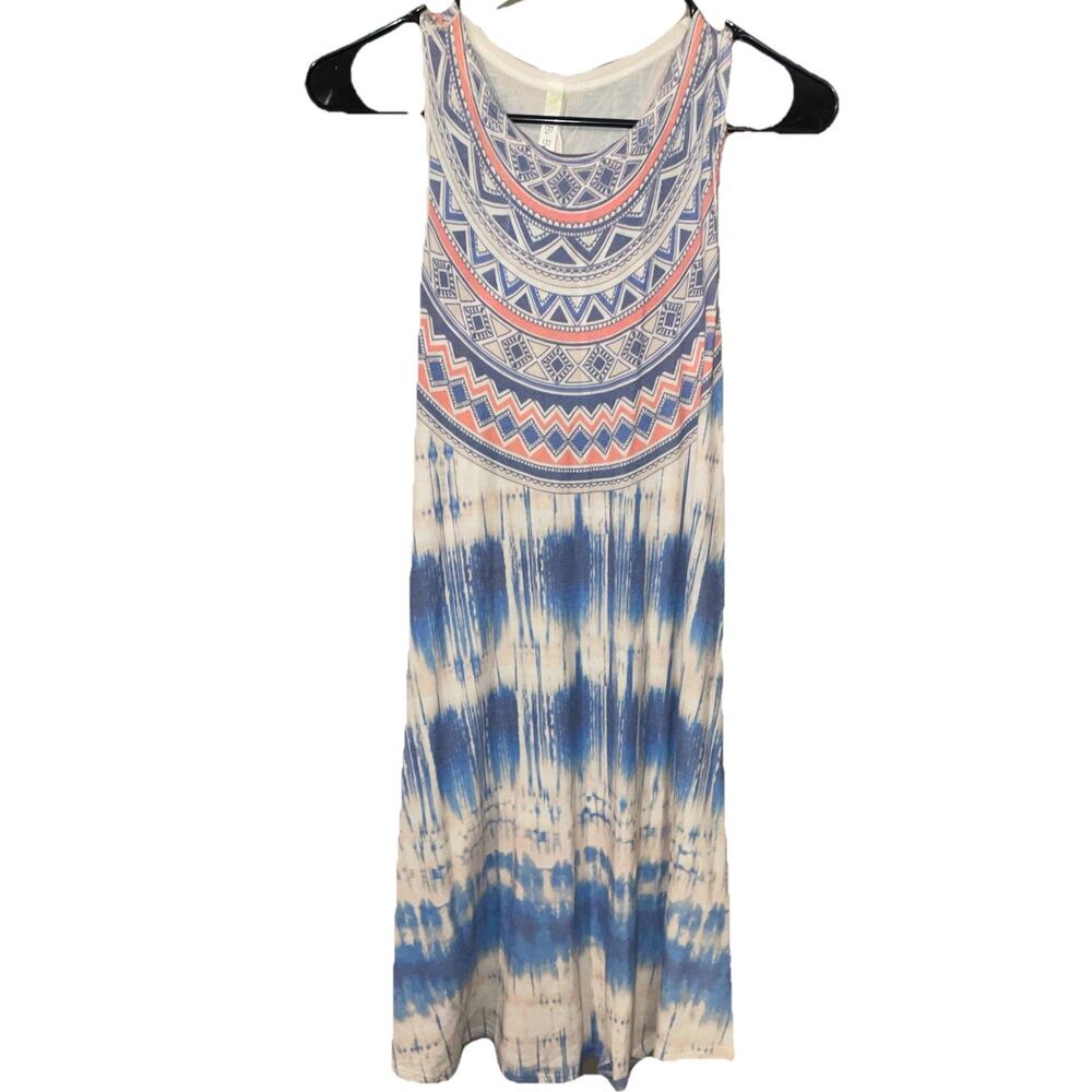 Women’s Bo Bel Boho Chic Sleeveless Aztec Design Summer Dress Sz M Light Soft